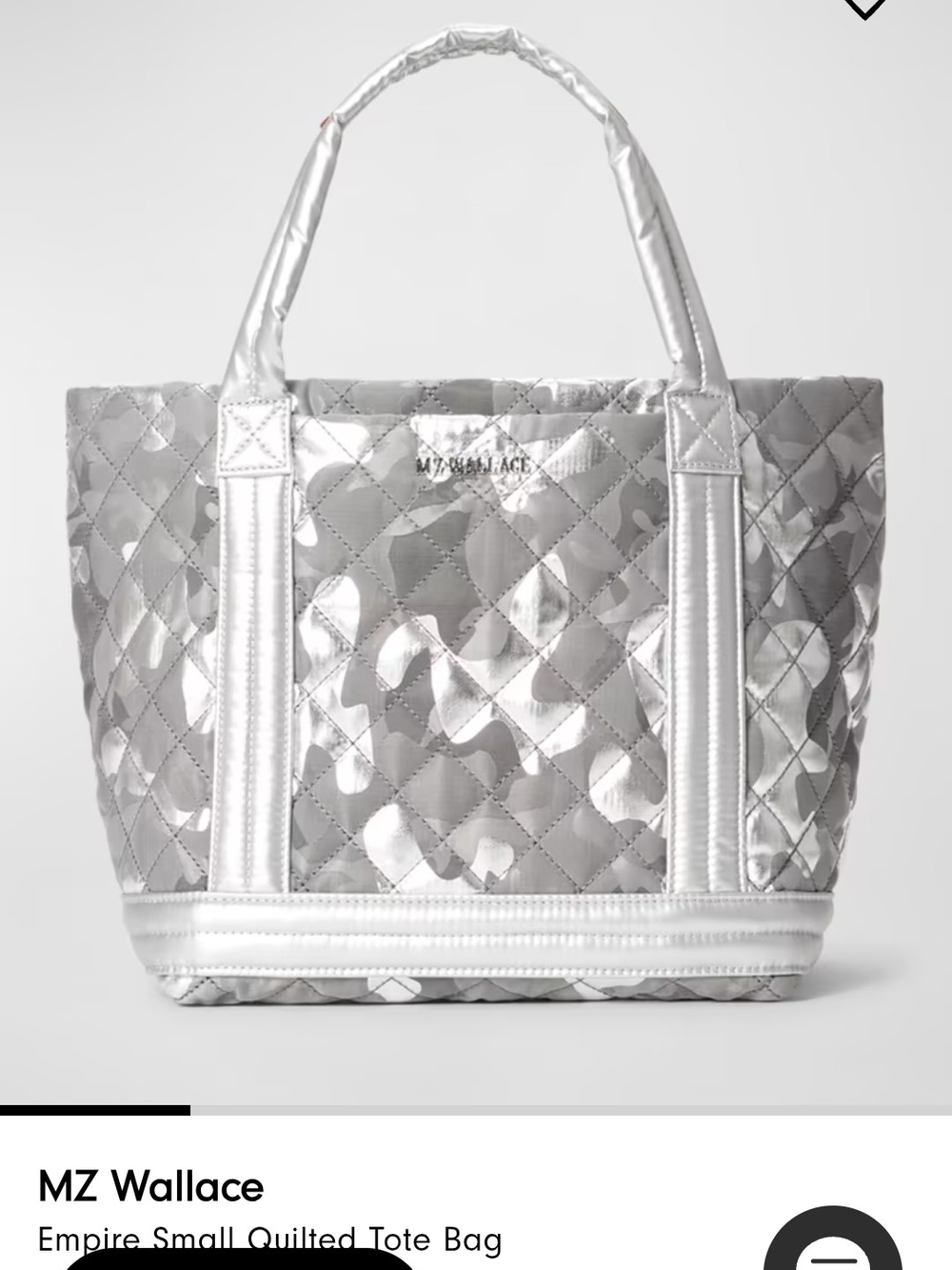 MZ Wallace Silver Empire Small Quilted Tote Bag